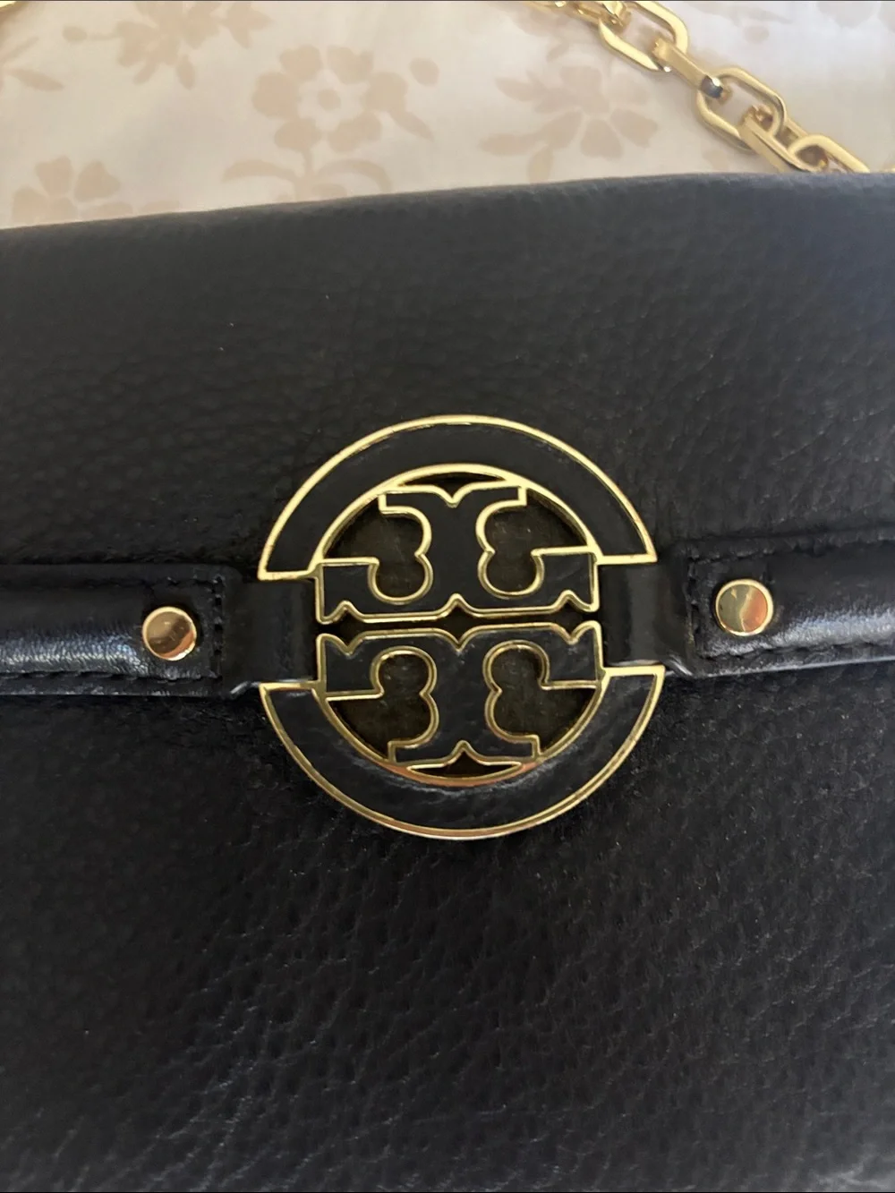 Tory Burch Black Leather Crossbody with Gold